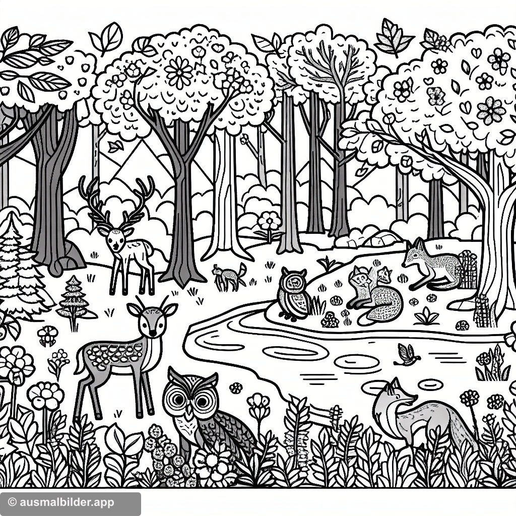 Ausmalbild Waldtiere – kostenlos drucken