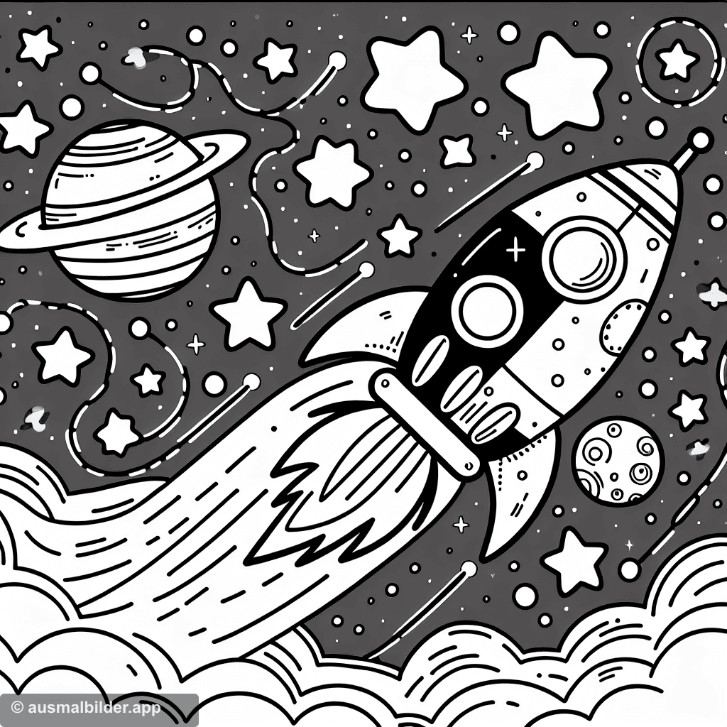 Ausmalbild Weltraum-Abenteuer – kostenlos drucken